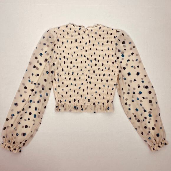 Aritzia Wilfred Tempest Blouse Womens Size XXS Smocked Cropped Princess Sleeves‎ - Picture 2 of 5